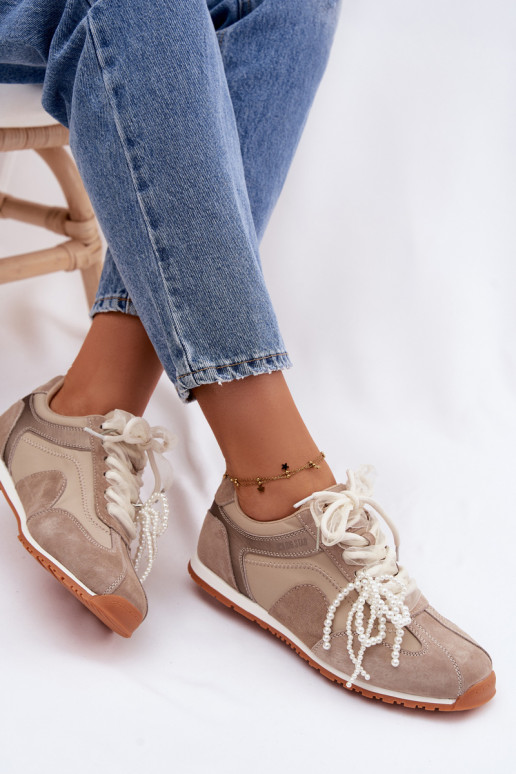 Pele de camurça À modalo de tênis Feminino Big Star TT274677 bege