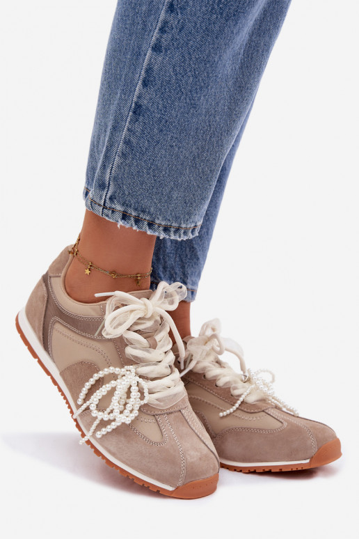 Pele de camurça À modalo de tênis Feminino Big Star TT274677 bege