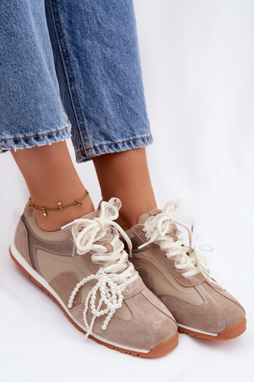 Pele de camurça À modalo de tênis Feminino Big Star TT274677 bege