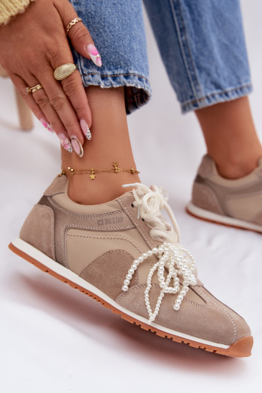 Pele de camurça À modalo de tênis Feminino Big Star TT274677 bege
