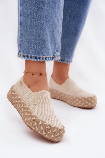 Alpercatas com uma plataforma Com trança Lee Cooper LCEM-26-31-4332 bege 2