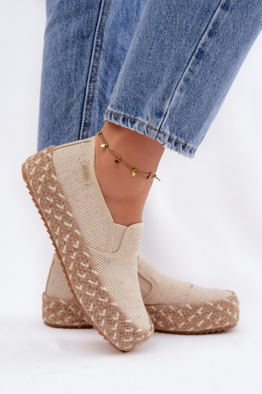 Alpercatas com uma plataforma Com trança Lee Cooper LCEM-26-31-4332 bege