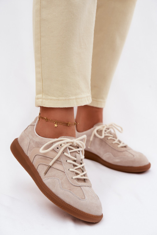 Pele de camurça À modalo de tênis Baixo feminino bege Perinae