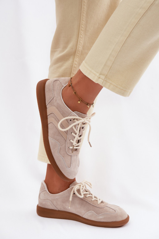 Pele de camurça À modalo de tênis Baixo feminino bege Perinae