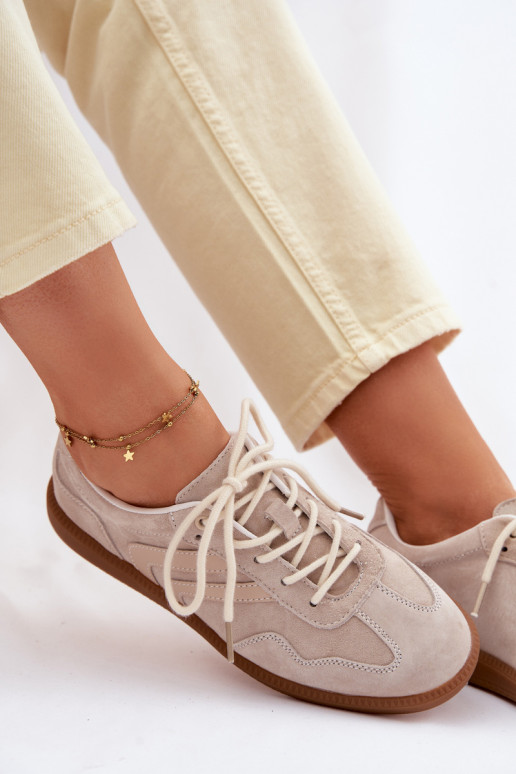 Pele de camurça À modalo de tênis Baixo feminino bege Perinae