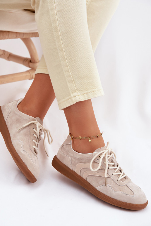 Pele de camurça À modalo de tênis Baixo feminino bege Perinae