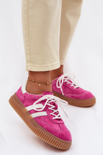 de camurça À modalo de tênis Feminino com uma plataforma cor rosa Tem que serrisae 2