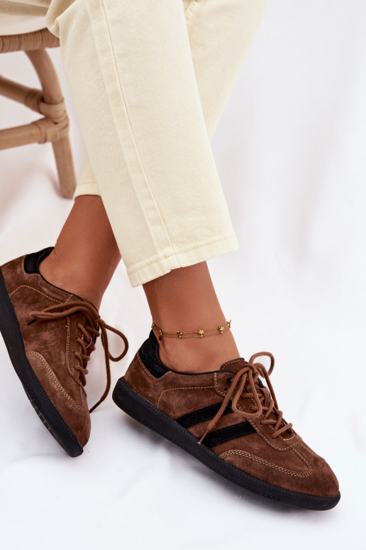 Pele de camurça À modalo de tênis Feminino cor marrom Ismina