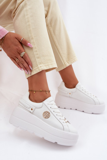 Pele À modalo de tênis Feminino com uma plataforma D&A LR61-7095 cor branca