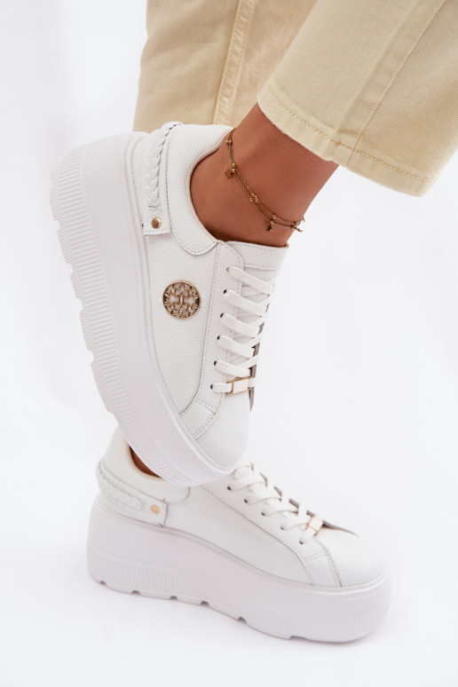 Pele À modalo de tênis Feminino com uma plataforma D&A LR61-7095 cor branca