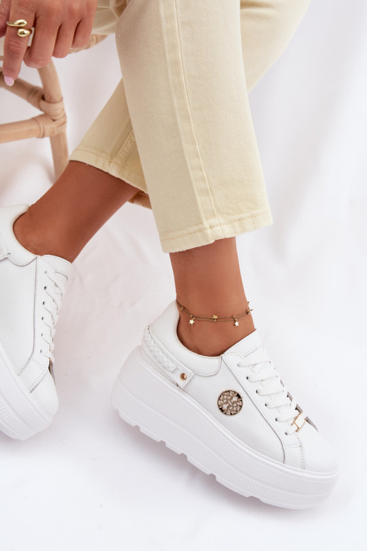 Pele À modalo de tênis Feminino com uma plataforma D&A LR61-7095 cor branca