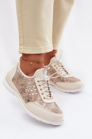 Estampado Pele sapato Feminino D&A GR61-5990 bege