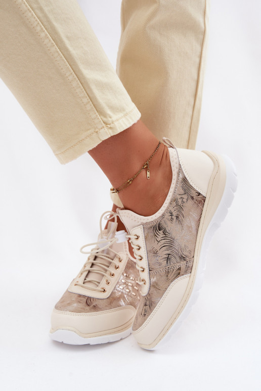 Estampado Pele sapato Feminino D&A GR61-5990 bege