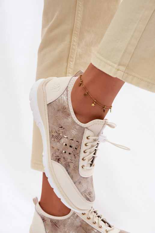 Estampado Pele sapato Feminino D&A GR61-5990 bege