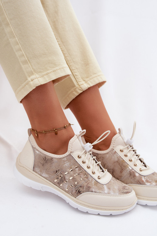 Estampado Pele sapato Feminino D&A GR61-5990 bege