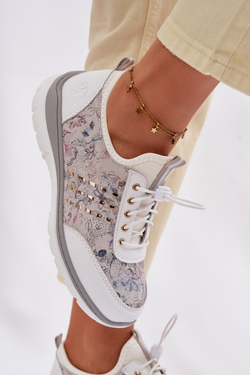 Estampado Pele sapato Feminino D&A GR61-5990 cor branca