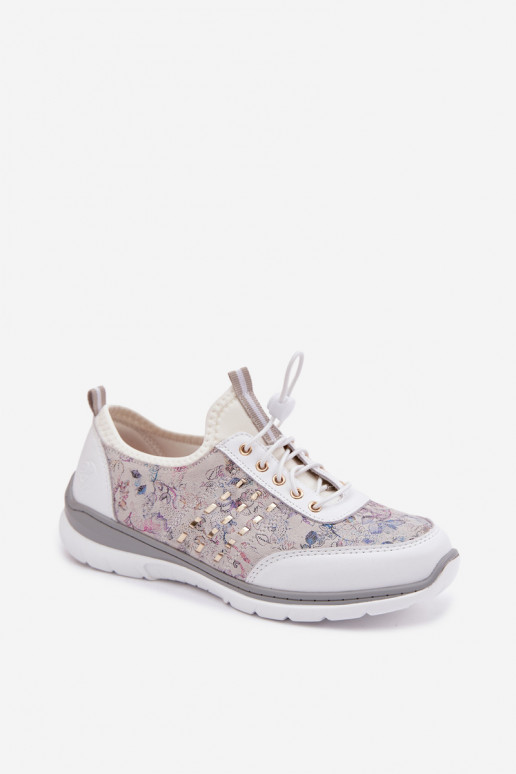 Estampado Pele sapato Feminino D&A GR61-5990 cor branca