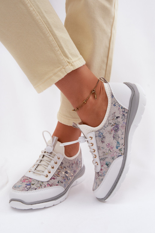 Estampado Pele sapato Feminino D&A GR61-5990 cor branca