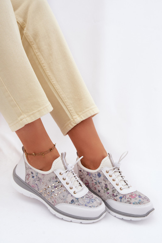 Estampado Pele sapato Feminino D&A GR61-5990 cor branca