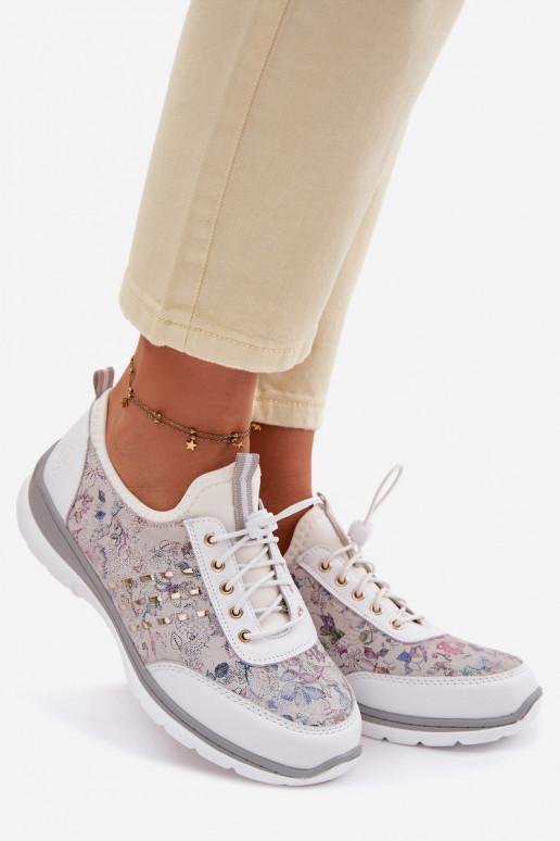 Estampado Pele sapato Feminino D&A GR61-5990 cor branca