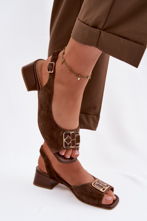 Estilo elegante sandáliasHabilitadoturalnego de camurçau com salto D&A CE61-3127 cor marrom