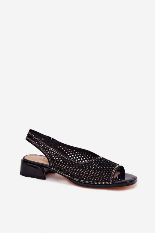 Decorado Sandálias perfuradas Feminino de camurça Klocke D&A CR61-3131 cor preta