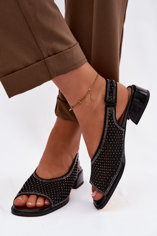 Decorado Sandálias perfuradas Feminino de camurça Klocke D&A CR61-3131 cor preta