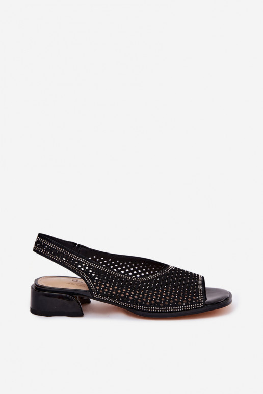 Decorado Sandálias perfuradas Feminino de camurça Klocke D&A CR61-3131 cor preta