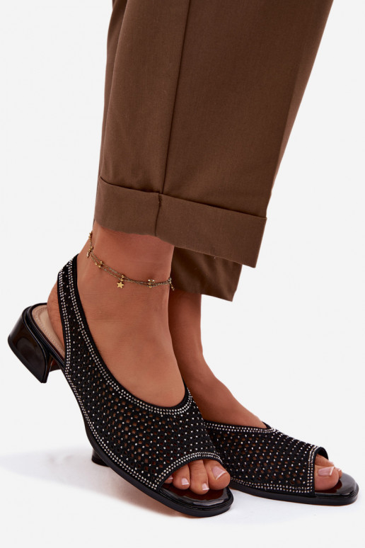 Decorado Sandálias perfuradas Feminino de camurça Klocke D&A CR61-3131 cor preta