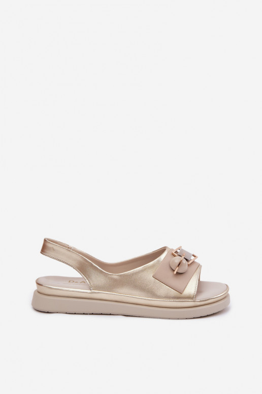 Sandálias femininas Feminino com enfeites D&A GR61-5932 cor dourada