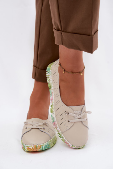 Sapatos de couro femininos S.Barski GR61-5970 cor areia