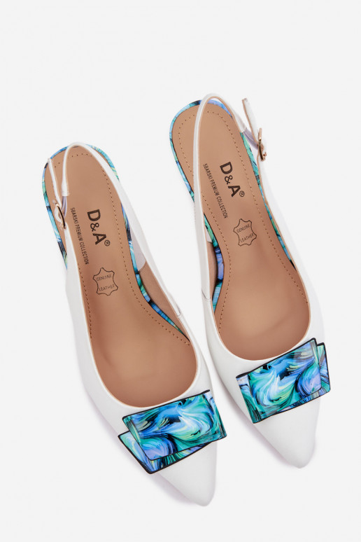 Pele Sapato Feminino com salto com enfeites D&A LZ61-2006 cor branca