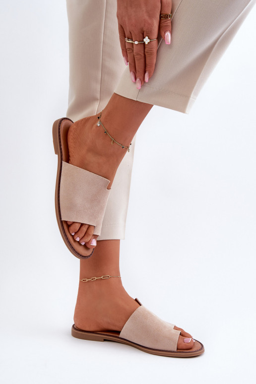 Feminino chinelos de camurça Chinelos bege Amite