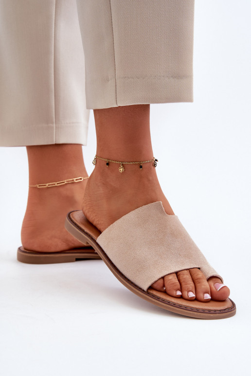 Feminino chinelos de camurça Chinelos bege Amite