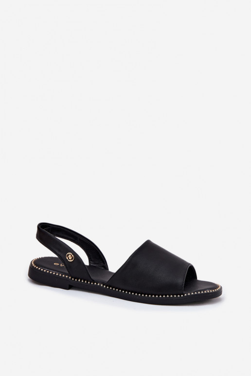 Sandálias femininas com salto largo Eko Pele cor preta Dereka