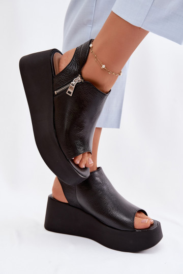 Pele Sandálias plataforma Zazoo 1792 cor preta