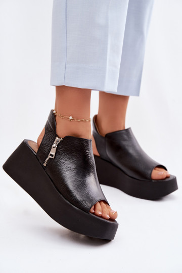 Pele Sandálias plataforma Zazoo 1792 cor preta 2