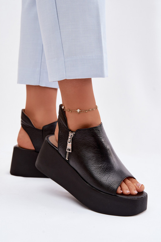 Pele Sandálias plataforma Zazoo 1792 cor preta