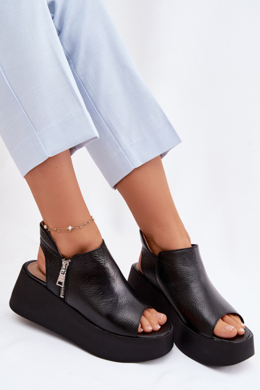 Pele Sandálias plataforma Zazoo 1792 cor preta