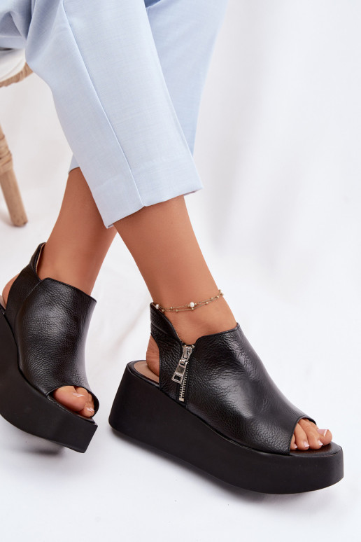 Pele Sandálias plataforma Zazoo 1792 cor preta