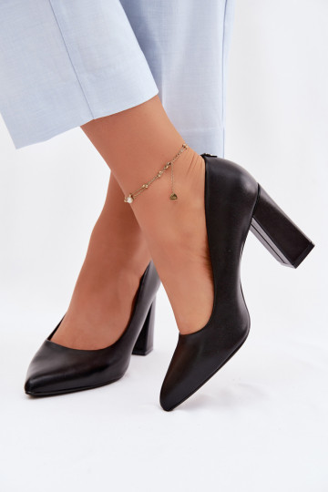 Sapato com salto de couro ecológico Sergio Leone PB216 cor preta 2