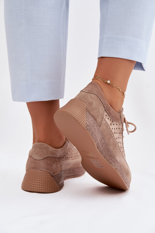 Pele sapato À modalo de tênis Feminino com elementos abertos Sergio Leone SP-013 cor marrom