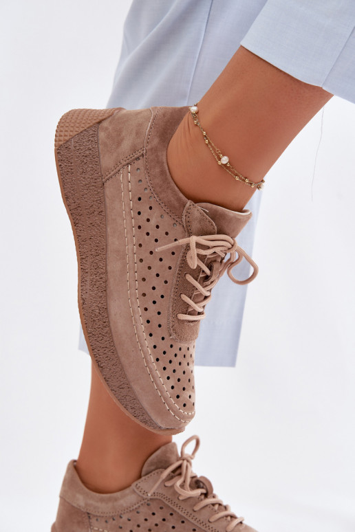 Pele sapato À modalo de tênis Feminino com elementos abertos Sergio Leone SP-013 cor marrom