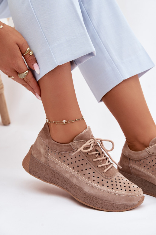 Pele sapato À modalo de tênis Feminino com elementos abertos Sergio Leone SP-013 cor marrom