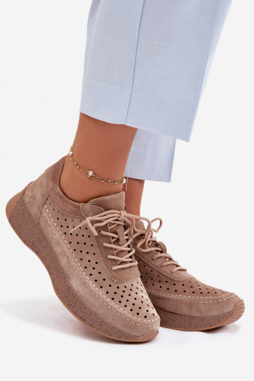 Pele sapato À modalo de tênis Feminino com elementos abertos Sergio Leone SP-013 cor marrom