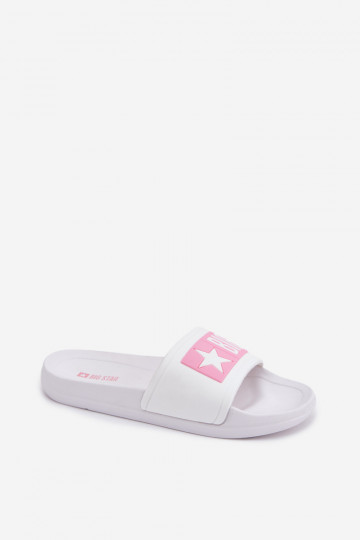 Chinelos infantis Big Star TT374A002 cor branco-rosa
