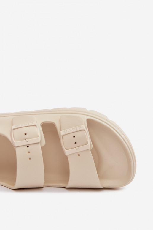 Chinelos leves Sandálias femininas com uma plataforma Big Star TT274A032 cor de marfim