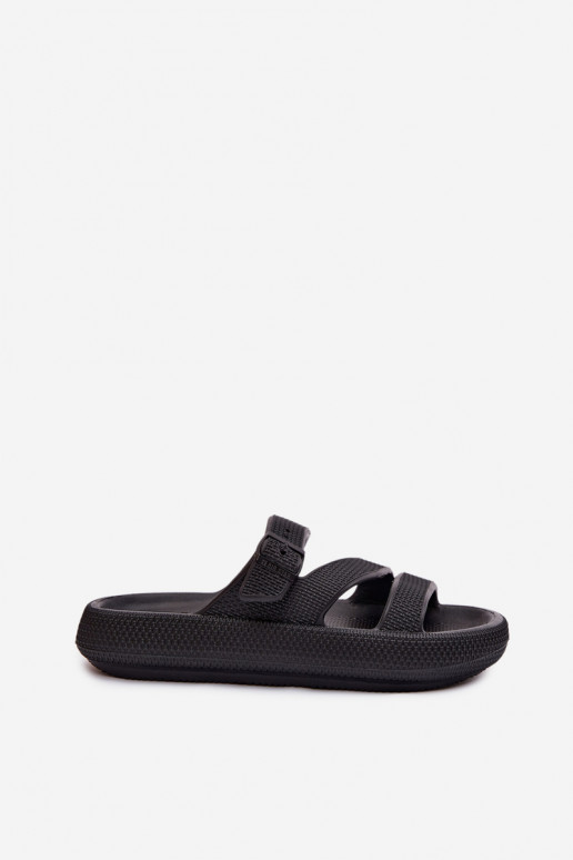 Chinelos leves Chinelos femininos com listras I com fivelas Big Star TT274A037 cor preta