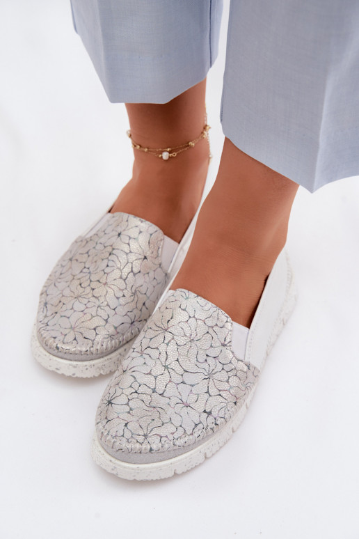 Botas femininas de couro Tem que serciejka 03512-70 Branco-cor prata