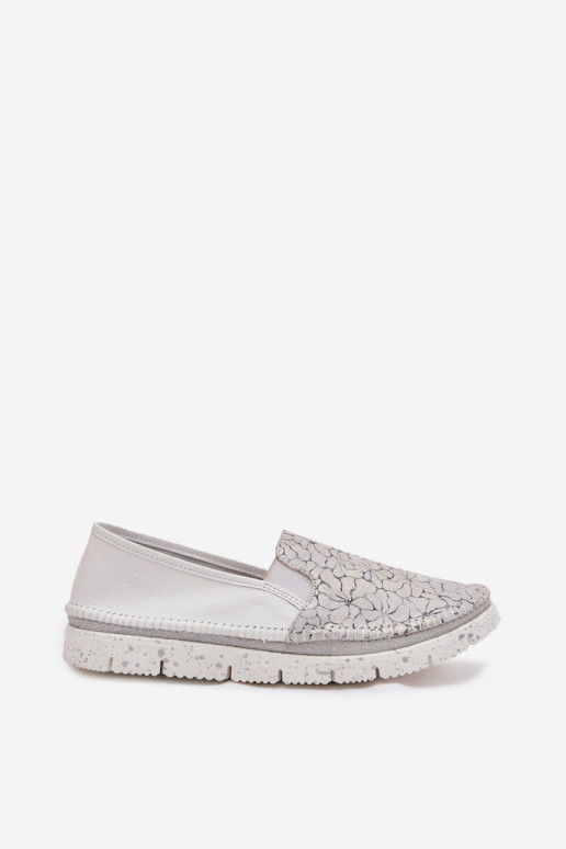 Botas femininas de couro Tem que serciejka 03512-70 Branco-cor prata